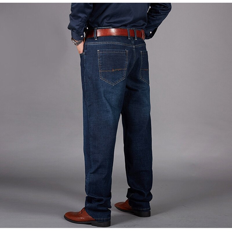 style plus size jeans stretch 9XL hip circumference 143CM men's cotton zipper pocket loose plus fat trousers plus size jeans: 8XL