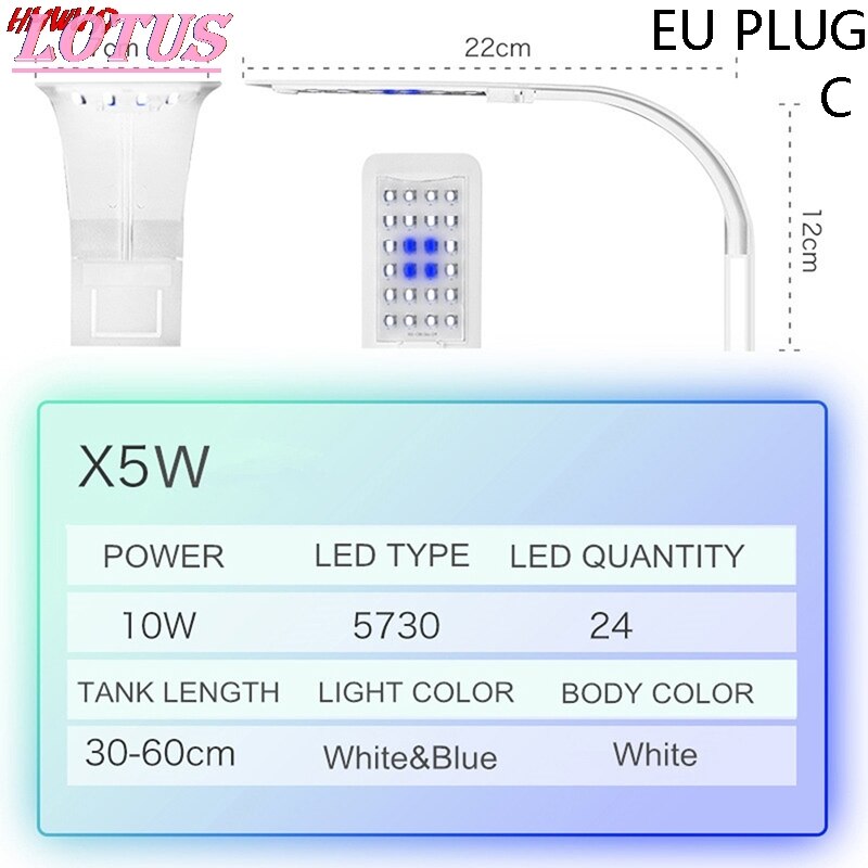 Super Slim Led Aquarium Licht Waterplanten Grow Light Waterdicht Clip-On Lamp Aquarium: C