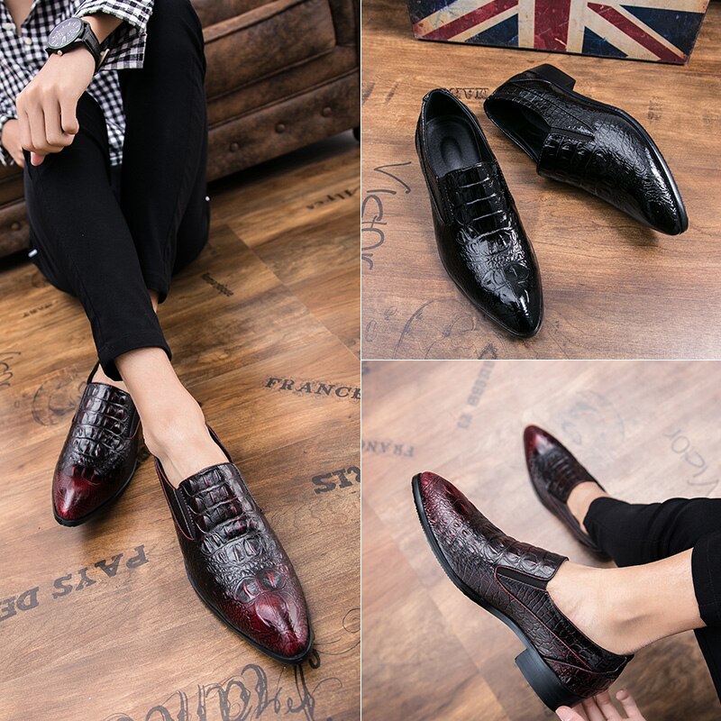 Men's Leather Shoes Man Pointed Toe Formal Wedding Shoes Male Flats Dress Shoes