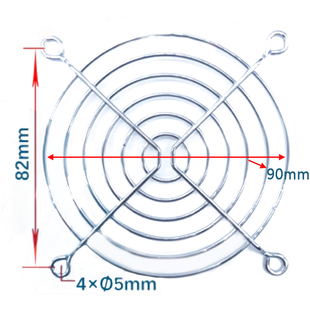 per la protezione della ventola di raffreddamento Griglia metallica Copertura del computer Griglia della ventola 30mm 40mm 50mm 60mm 70mm 80mm 90mm 120mm: rosso