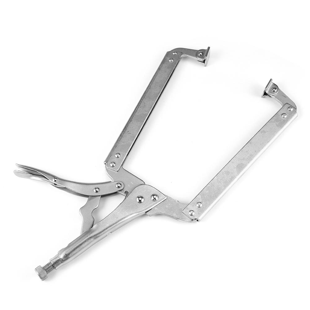 Woodwork Fix Plier Pincer C Clamp weld Clip Tong Grip Tenon Locator Wood Work Alloy Swivel Pad Steel Hand tool Vise Lock Jaw: 18in