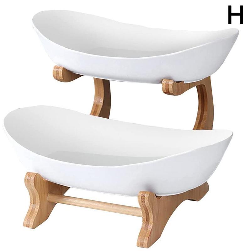 Bowl Food Fruit Plates Set Tableware Table Plates For Serving Plates Dinnerware Wooden Partitioned Dish Snack Candy Cake Stand: H