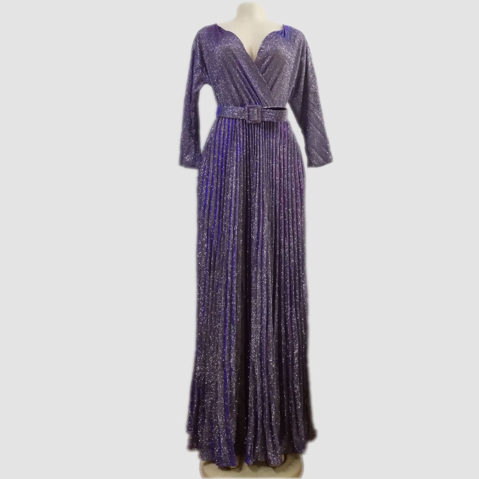 Afrikaanse Jurken Voor Vrouwen Dashiki Lange Maxi Jurken Bazin Riche Traditionele Afrikaanse Kleding Drie Kwart Mouw Geplooide Jurk: Paars / XL