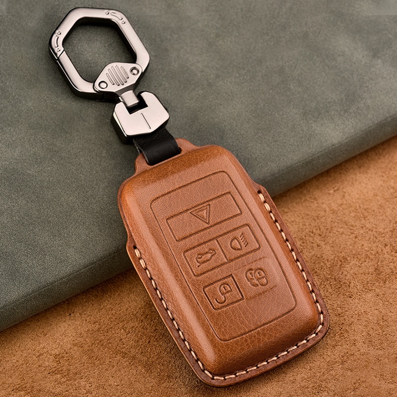 Leather Car Key Cover Full Case for Land Rover Range Rover Sport Evoque Velar Discovery 5 Accessories Protect