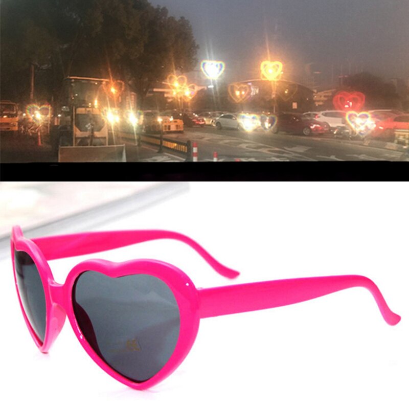 Liefde Hart Vorm Zonnebril Vrouwen Pc Frame Licht Veranderen Kleurrijke Zonnebril Vrouwelijke Rode Roze Tinten Magic: Rose red