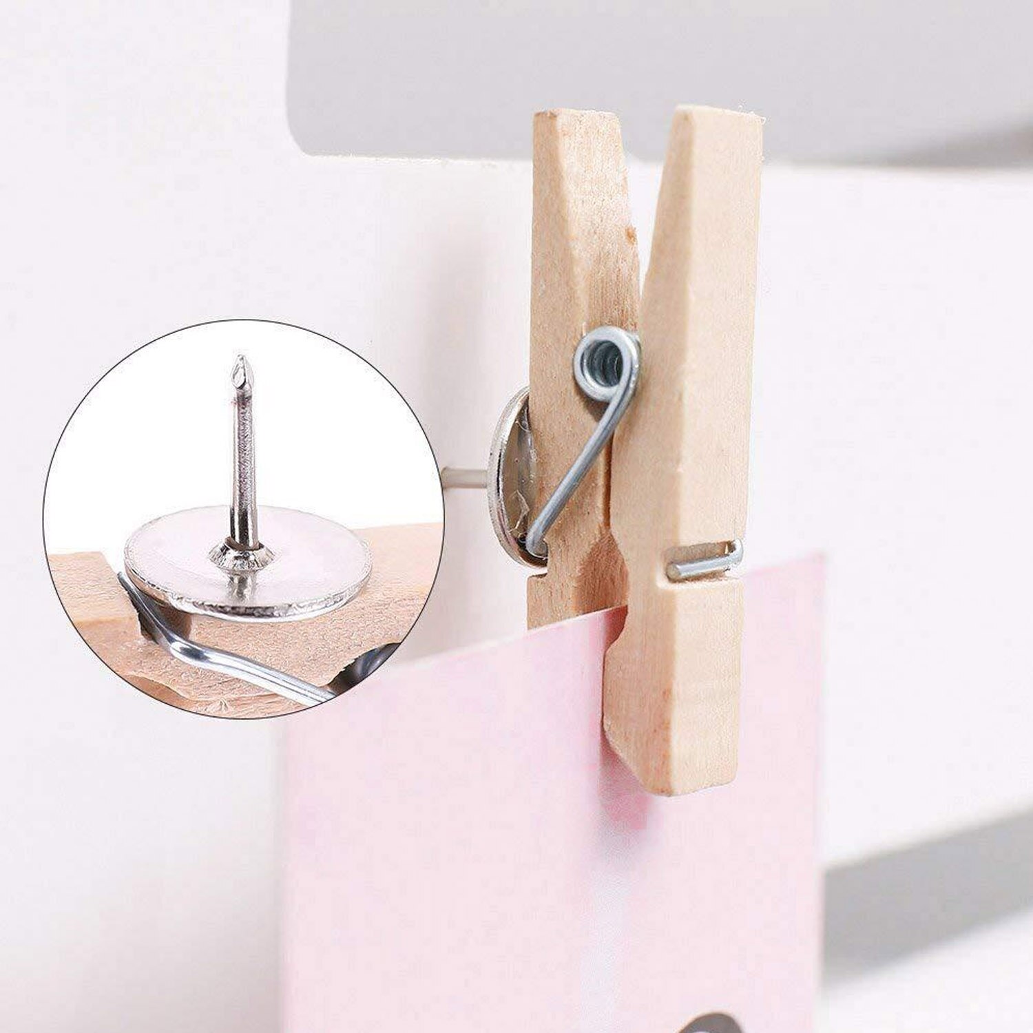50PCS 3.5cm Wooden Push Pins Clips for Home Office Kitchen Workplace School Classroom Wall Photos Cork Maps Board