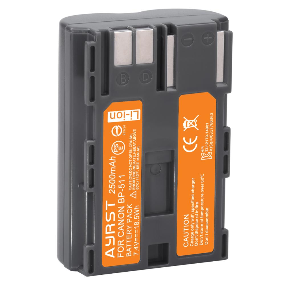 2pcs 2500mAh BP-511 BP-511A BP 511A battey + USB Charger for Canon G6 G5 G3 G2 G1 EOS 300D 50D 40D 30D 20D 5D G6 L10 camera