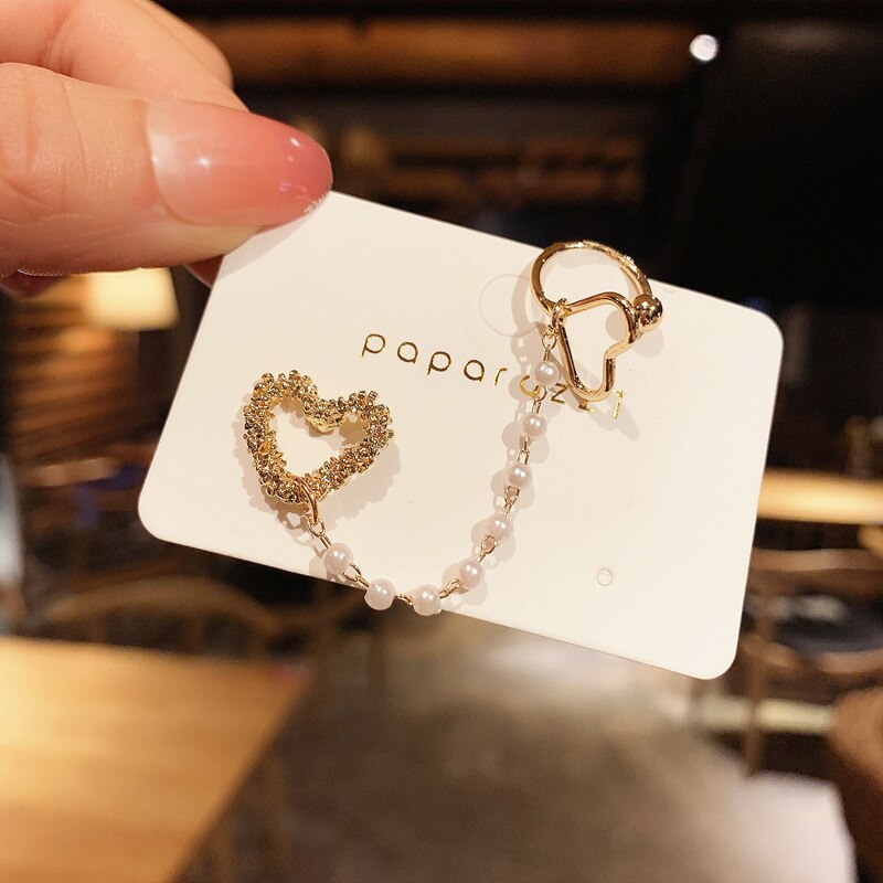 Asymmetrische Lange Kwast Ketting Manchet Oorbellen Voor Vrouwen Meisjes Vlinder Oor Botten Clip Oorhaak Oorbellen Sieraden Party: 11  (1pc)