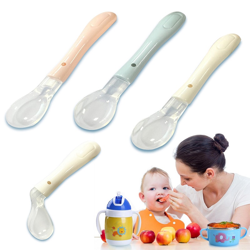 1/3 stk myk, giftfri silikon sikkerhet baby matskje barn skje baby mater bestikk servise nydelig for barn
