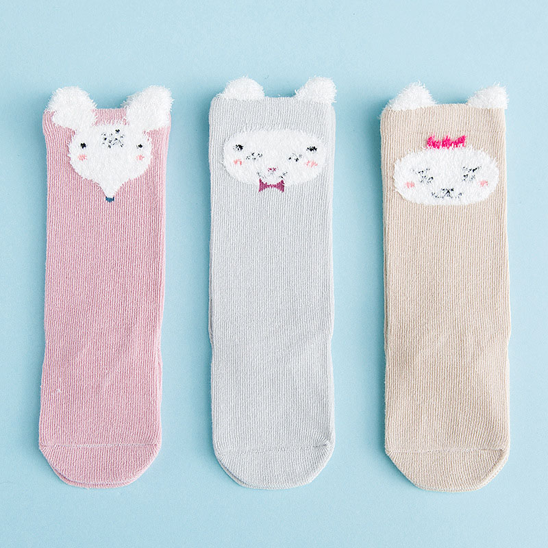 Chaussettes en coton pour bébés | 3 couleurs, bas pour bébés et -né, couettes hautes et aux genoux, pour garçons et filles, de dessin animé: Style 2 set 4
