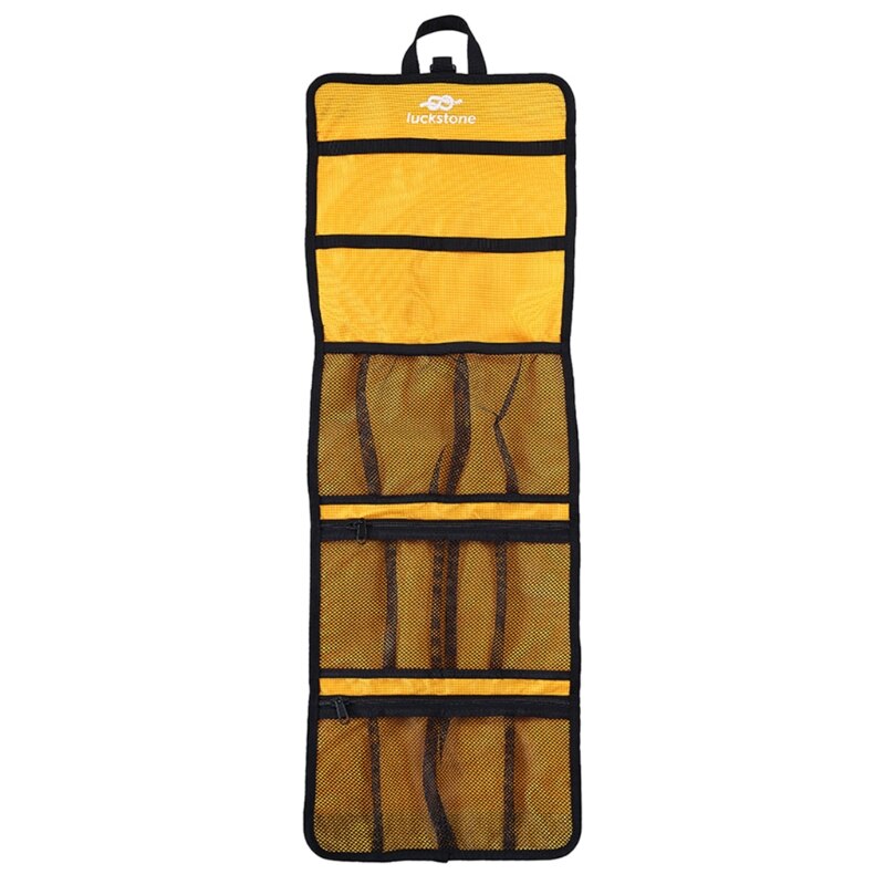 G92F Foldable Rock Climbing Storage Bag Durable Carabiner Hook Partitions Organizer Holder Hiking Gear Equipment: Yellow