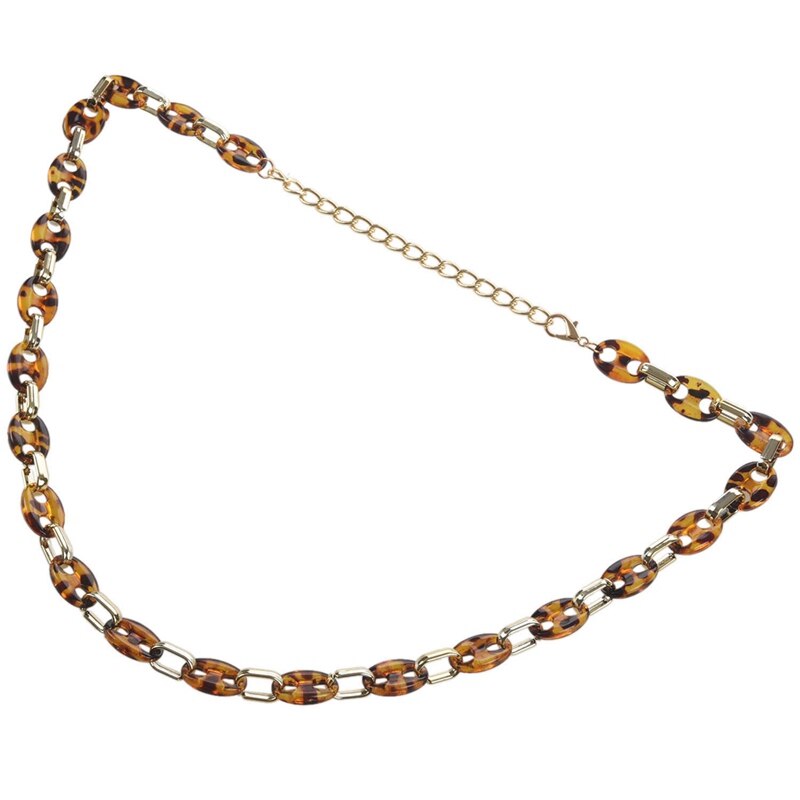 Retro body chain riem dames taille gouden luipaard geometrische elliptische acryl riem