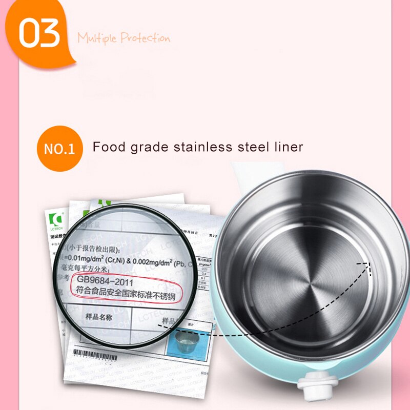 Multi-function Electric Cooker 1.5L Electric Skillet Pot Cooking Noodle Pot Student Mini Split Steaming Stew Pot 220V