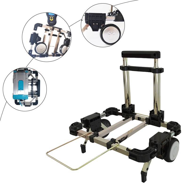 Folding Hand Truck Heavy Duty Capacity Portable Aluminum Alloy Cart and Dolly Luggage Travel Office Auto Moving Bottom