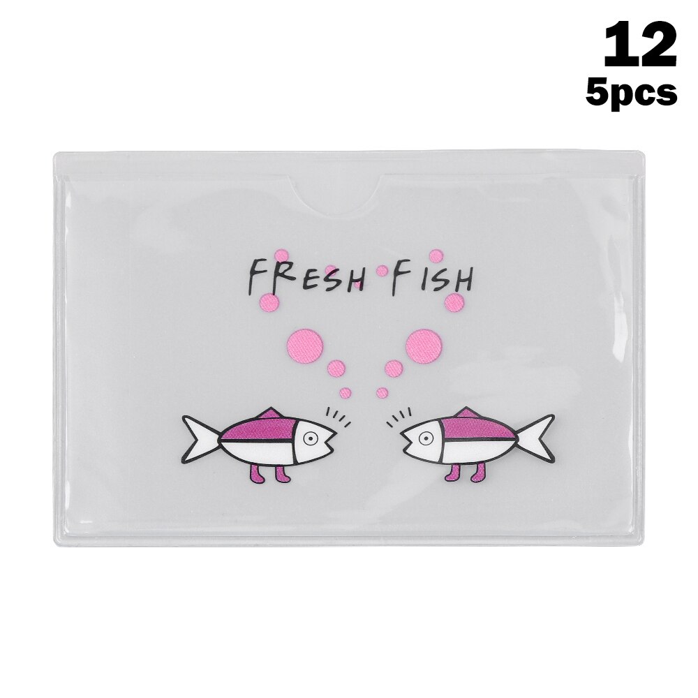 5 PCs Cute cartoon student bank credit card protective cover PVC translucent frosted card holder Protector Case for girls: 12