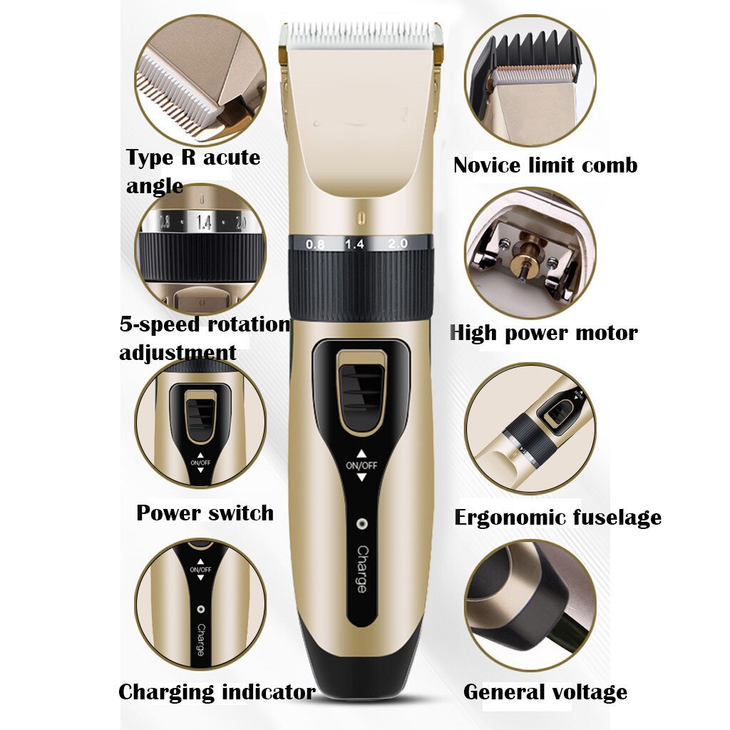 Profissional à prova dcordless água máquina de cortar cabelo elétrico sem fio grooming cabelo casa máquina de corte de cabelo recarregável portátil