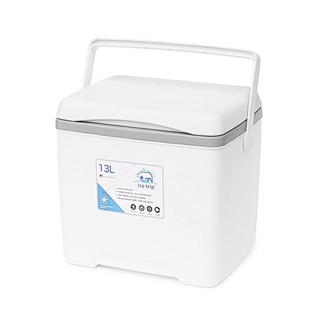 13L Cooler And Warmer Storage Box For Picnics Home Portable Refrigerator Milk Food Insulated Carrier With Handle Cooler Box: White
