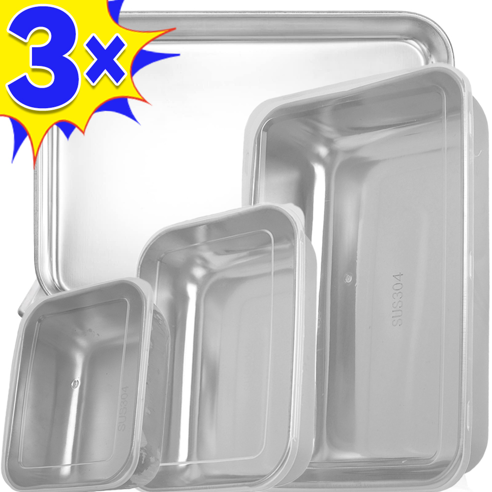 Caja de almacenamiento de alimentos de acero inoxidable, caja de mantenimiento fresco, tapa rectangular, fideos de salchicha, plato de fruta con tapa, contenedor de almacenamiento de alimentos