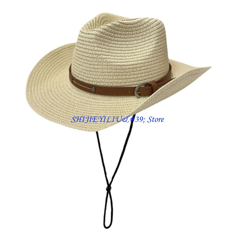 E21f sammenrullbar sommerhatt med bred brem, solbeskyttende stråhatt for kvinner, strandferie: Beige