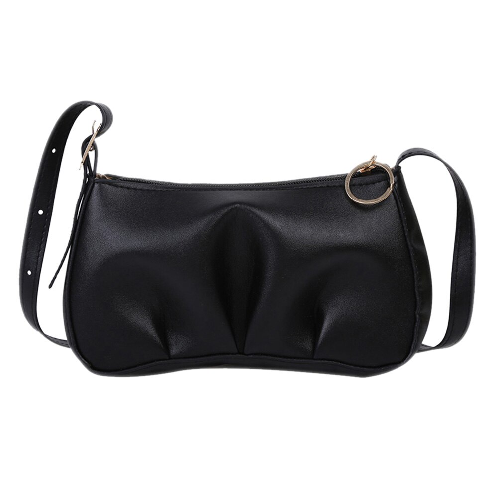 Bolsa de ombro feminina em couro pu, cor pastel, casual, bolsa quadrada elegante para mulheres: Black