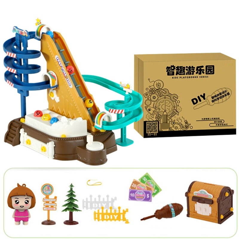 1Set Interactive Plastic Amusement Park Stacking Block Toy with Screwdriver Tumble Game Stacker Block 3D Brick Block: F