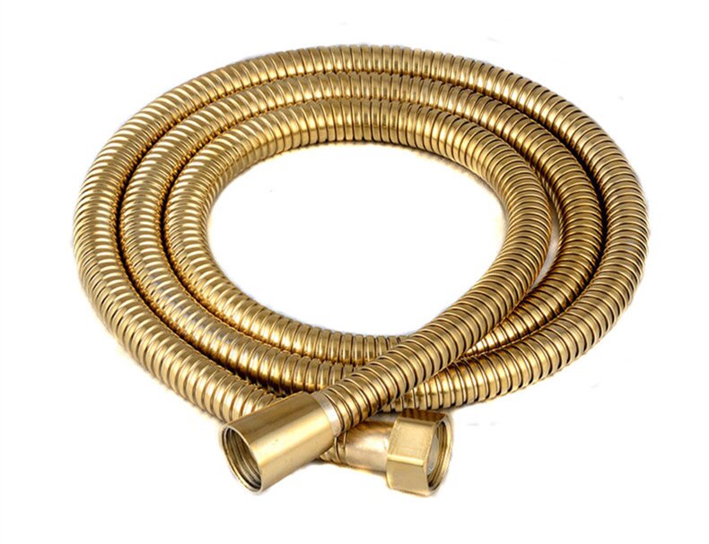 Temkunes gold bright 1m 1.5m 2m 3m ekstra lang bruseslange til håndholdt brusehoved rustfrit stålrør messingmøtrik fortykkelse: Guld / 1.5m