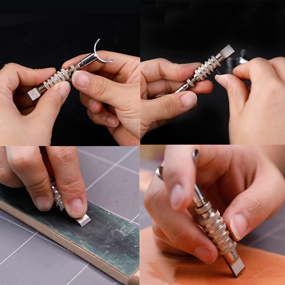 Newest Adjustable Leathercraft Deluxe Leather Carving Swivel Knife Blade Cutter Head Tool Set Handmade Leathercraft Tool