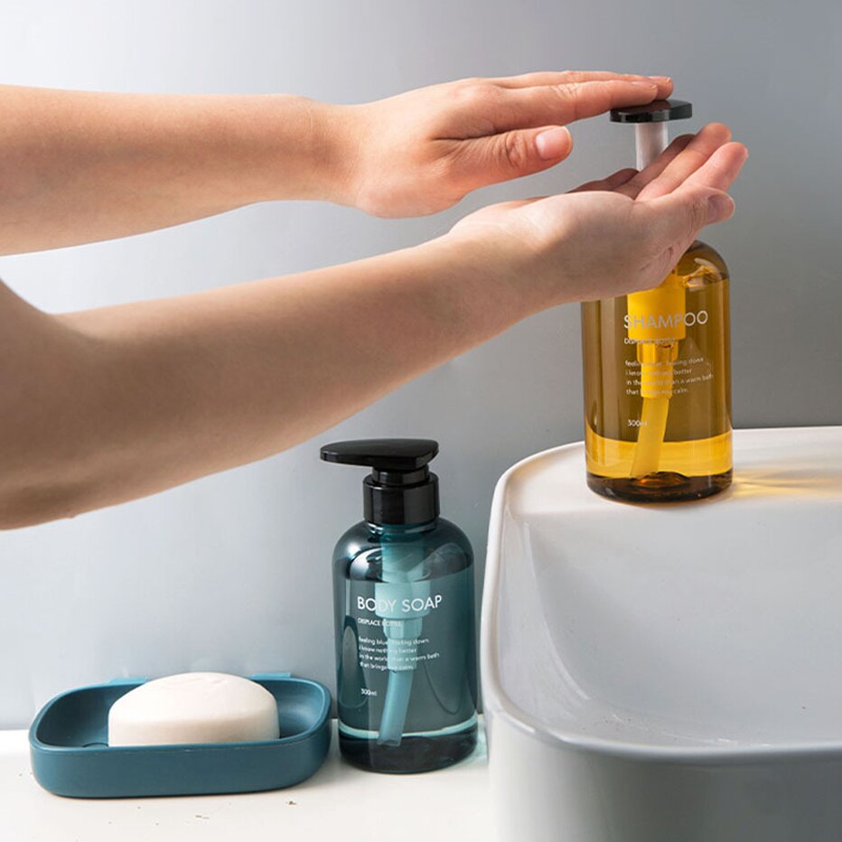 Press typ lotion brun tom flaska 300ml/500ml badrum schampo stor kapacitet emulsionsbehållare flytande tvål dispenser
