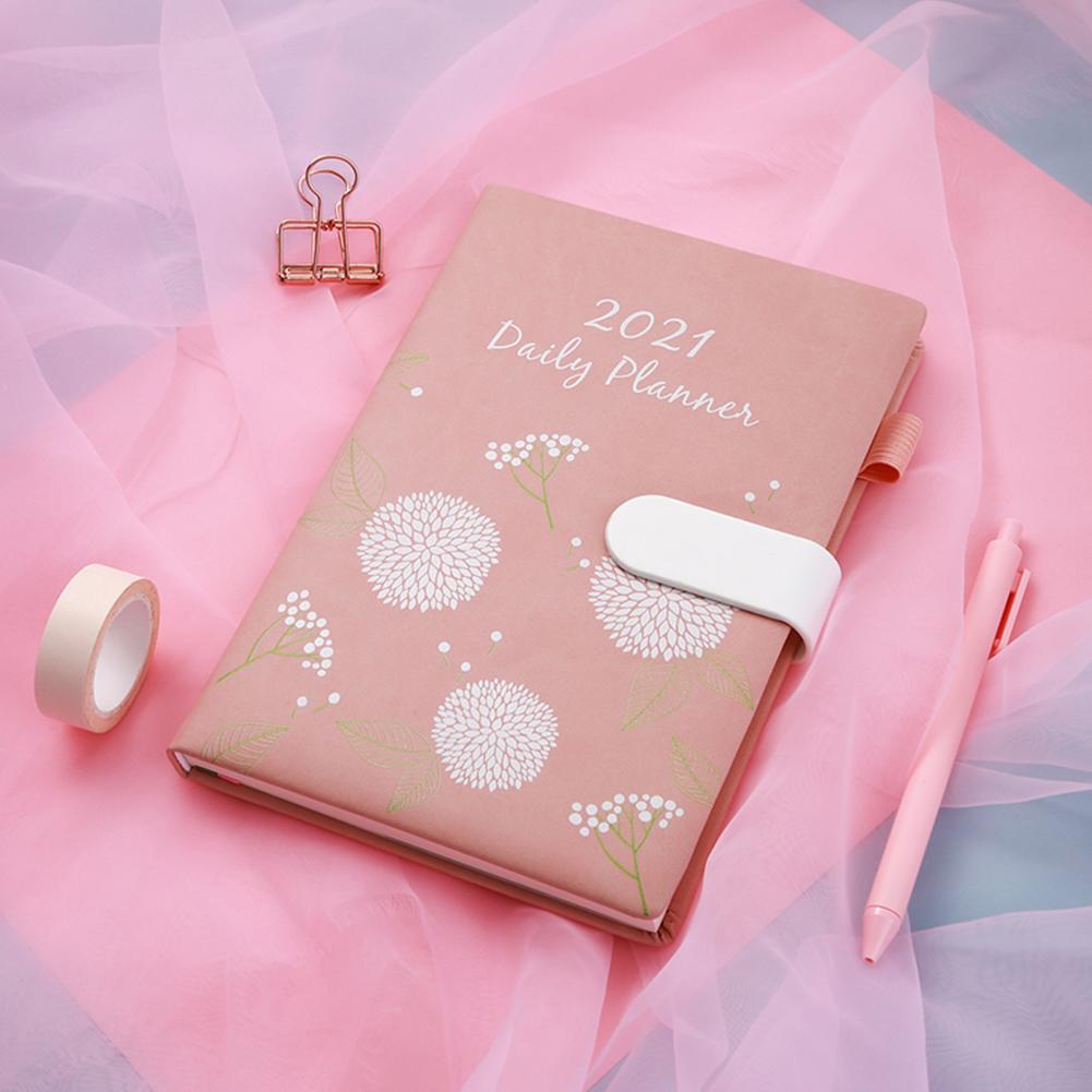 Daily Weekly Monthly Journal Planner Notebook Agenda Planner Plan A5 Notebook Stylish Floral Schedule Office Stationery: Pink