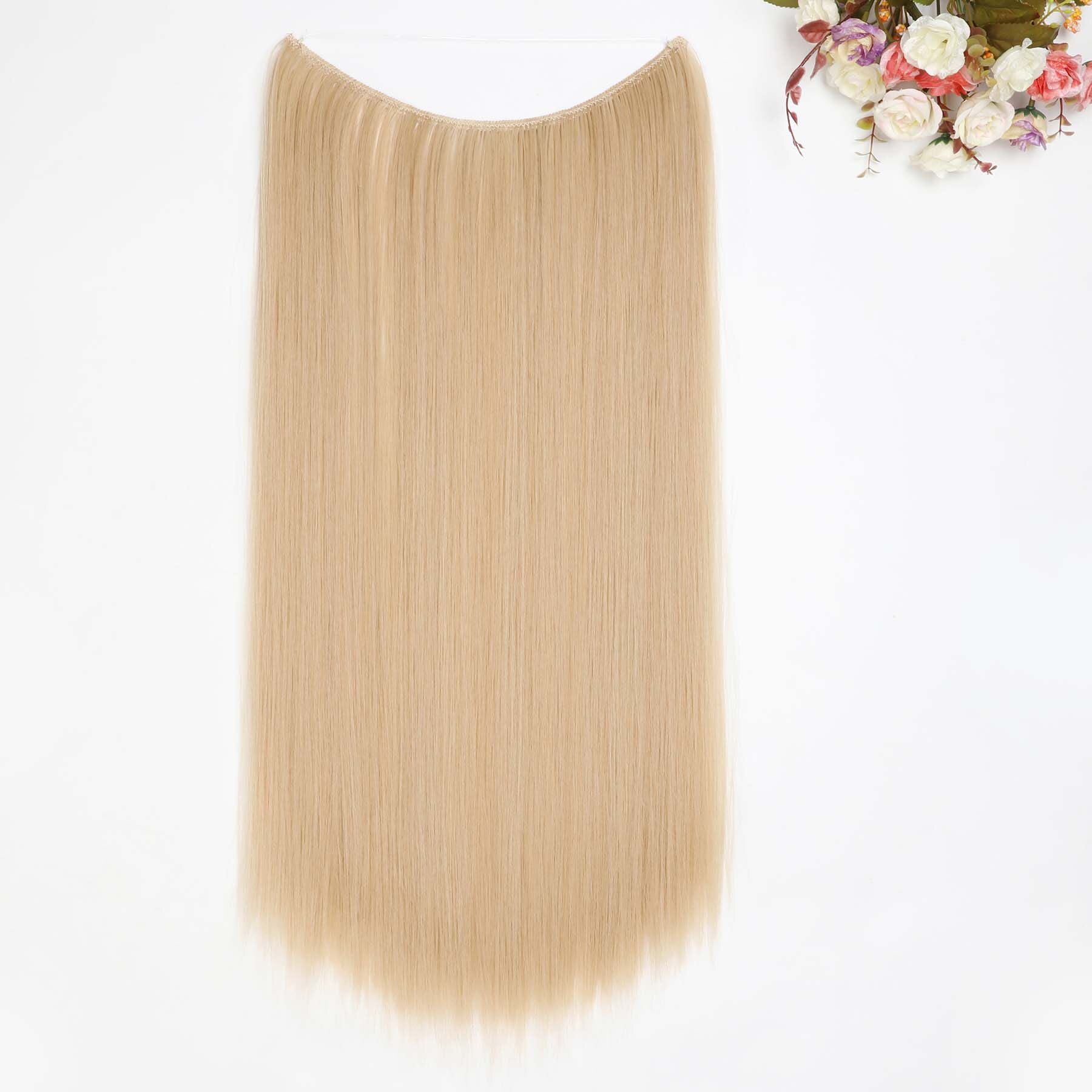 24 pouces vague Halo Extensions de cheveux Invisible Ombre Bayalage synthétique naturel secousse caché Secret fil couronne gris rose: P2 / 613