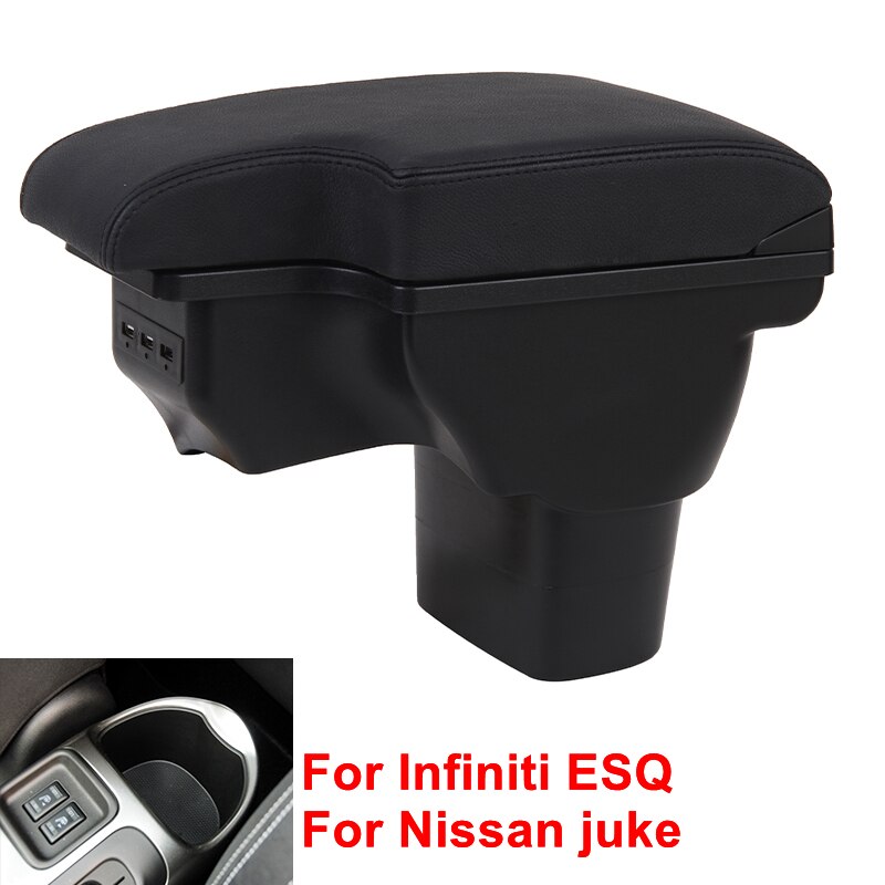 For NISSAN Juke For Infiniti ESQ Armrest Box Central Store Content Car Modification Accessories Dual Layer Retractable: A2 black leather