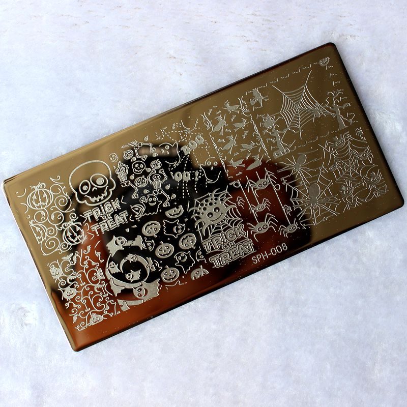 Placas de estampado para manicura, estampador con patrón de Navidad y Halloween, imágenes de uñas, plantilla de manicura, herramientas de arte de uñas