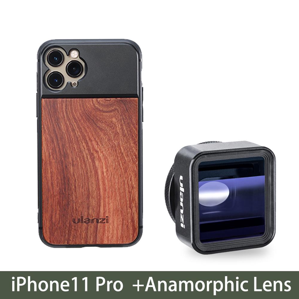 Ulanzi funda de teléfono de madera para iPhone 11, iPhone 11 pro, iPhone 11 pro Max con lente anamórfica lente Macro: 11 Pro W Anamorphic
