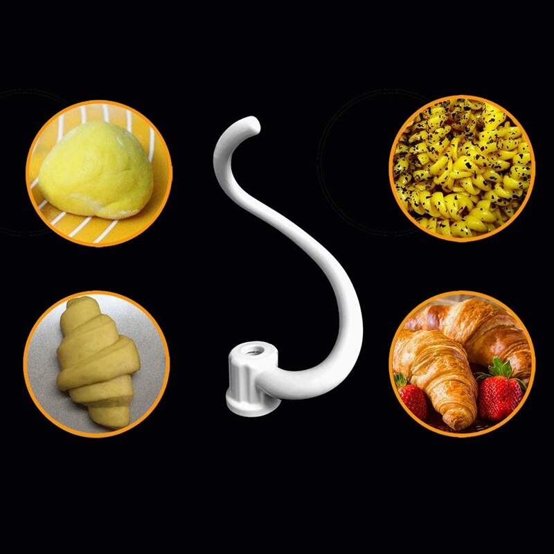 2Pcs Spiral Coated Metal Dough Hook Spiral Coated Metal Dough Hook - Fits Kitchen Stand Mixer Bowl-Lift Models