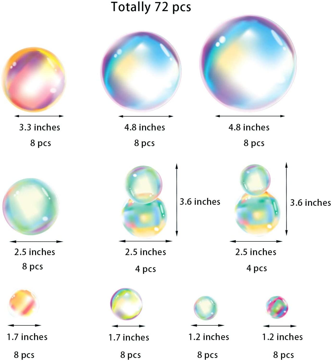 72Pcs Pvc Blauwe Bellen Cirkel Diy Wall Art Kids Badkamer Washroom Douche Tegel Verwijderbare Thuis Sticker Muurschildering Decoratieve Stickers: Colorful