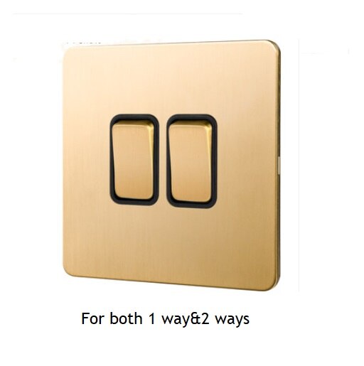 86MM Solid Brushed Brass Panel Wall Toggle Switch Brass Knob Retro Vintage Phone Fan Internet TV SCREW: 2 BUTTON