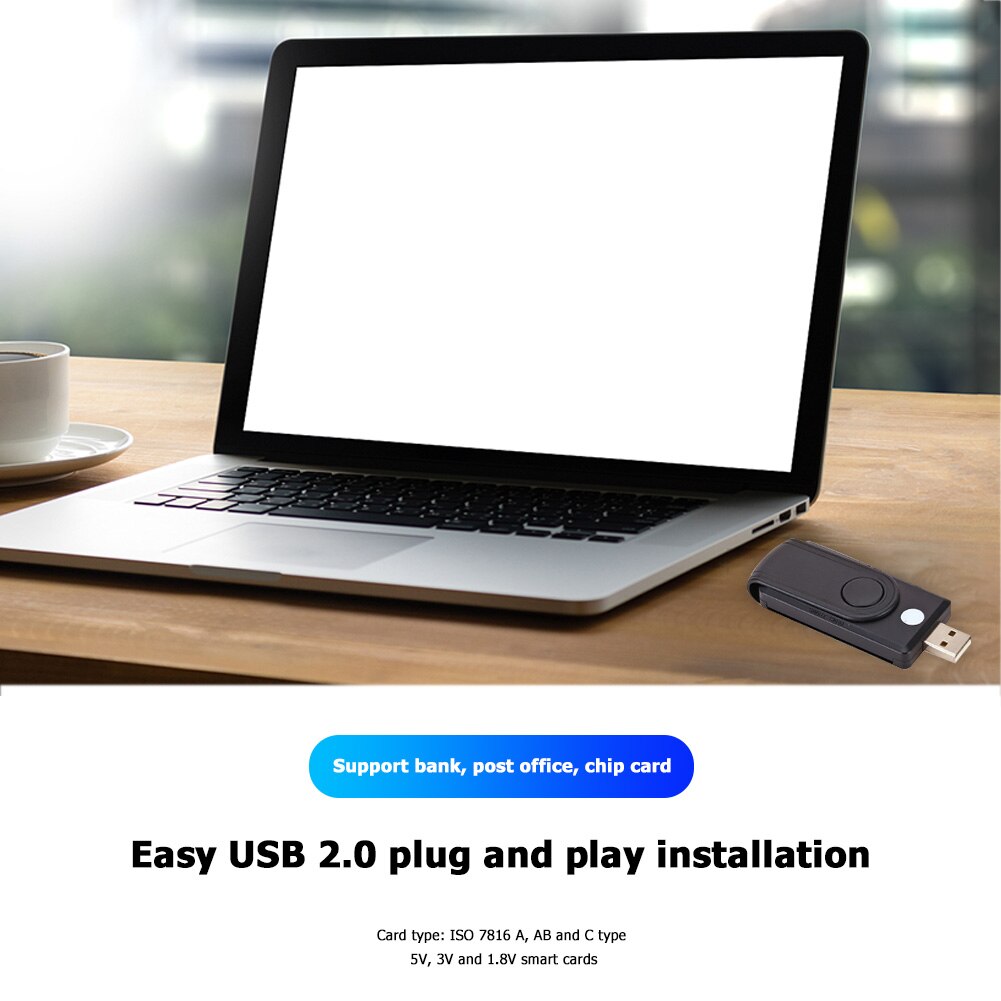 USB 2.0 SIM smart card reader connected to the computer PC adapter, used for tax declaration bank ID card reader SD/TF smart car