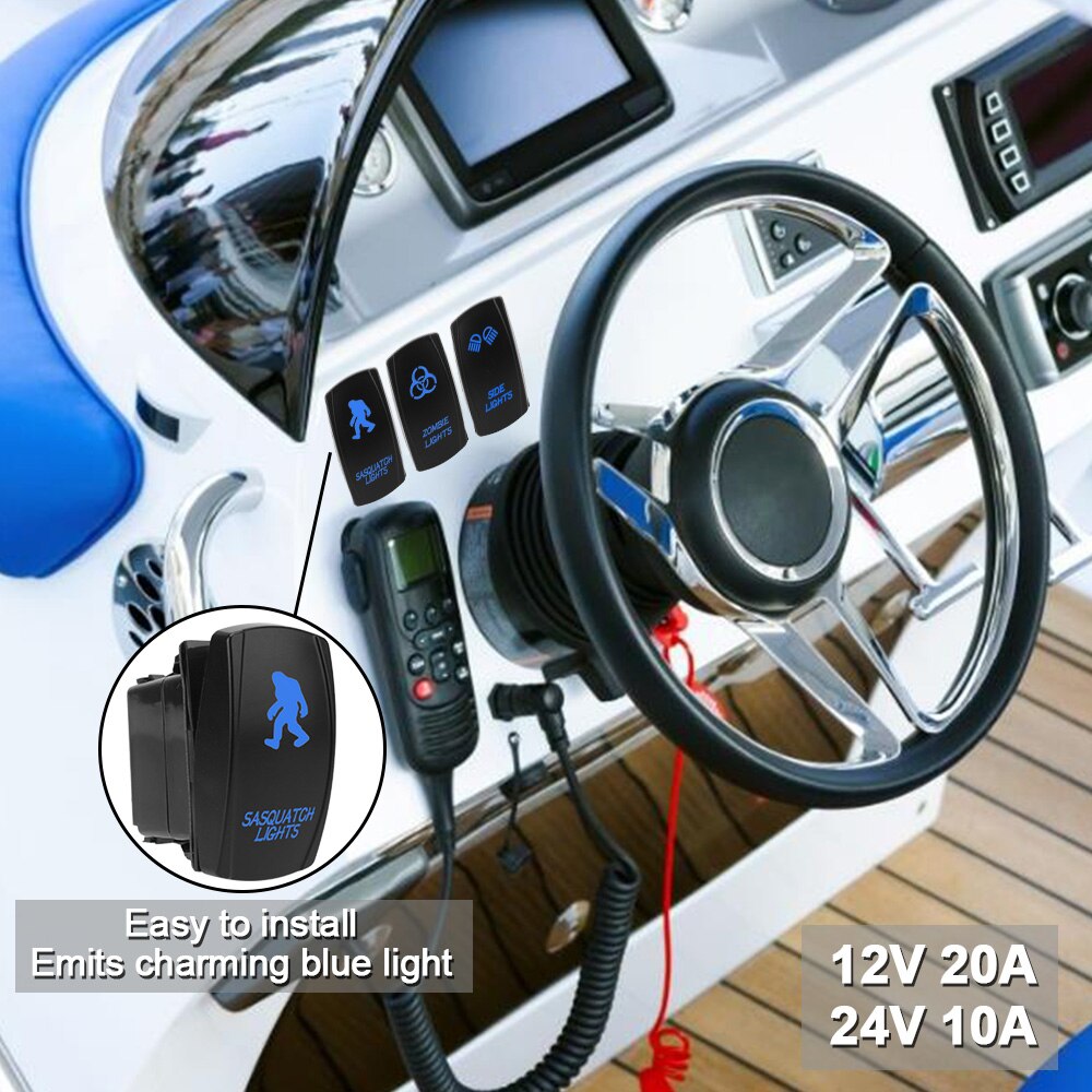 12V 24V UTV Car Boat Rocker Toggle Switch 10A 20A Waterproof Lighted Switches 5 Pin ON Off For Marine ATV RZR RV Auto Truck
