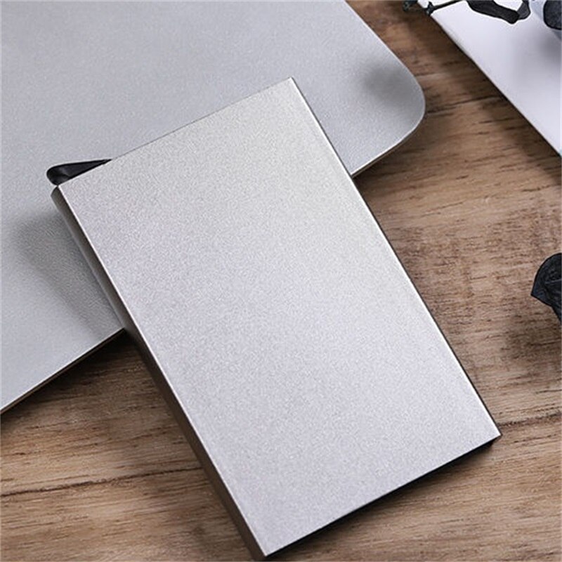 Rfid anti-diefstal slimme portemonnee dunne id-kaarthouder unisex automatisch solide metalen bank creditcardhouder zakelijke mini: Grijs