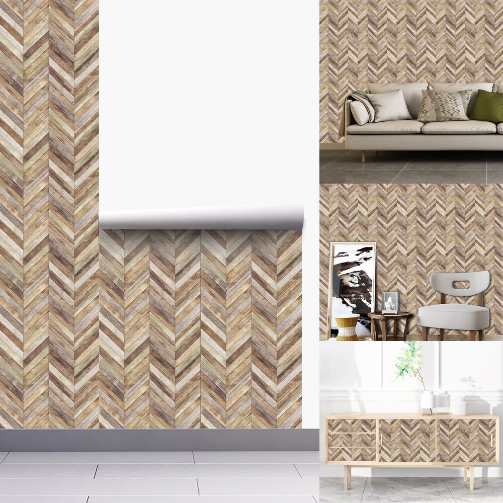 45*300cm Realistic Wood Planks Faux Wooden Effect Wall Sticker Self-adhesive Wallpaper Panel Stripe Beam Arabian Decor