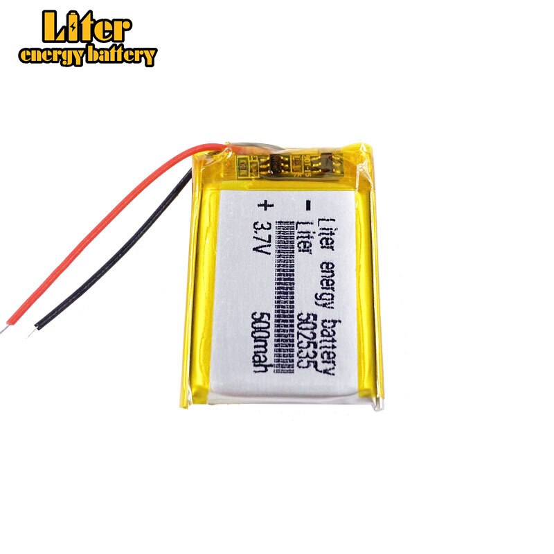 Batería de polímero de litio 3,7 V, 502535 052535 500MAH, certificación de CE FCC ROHS MSDS, 5 unids/lote