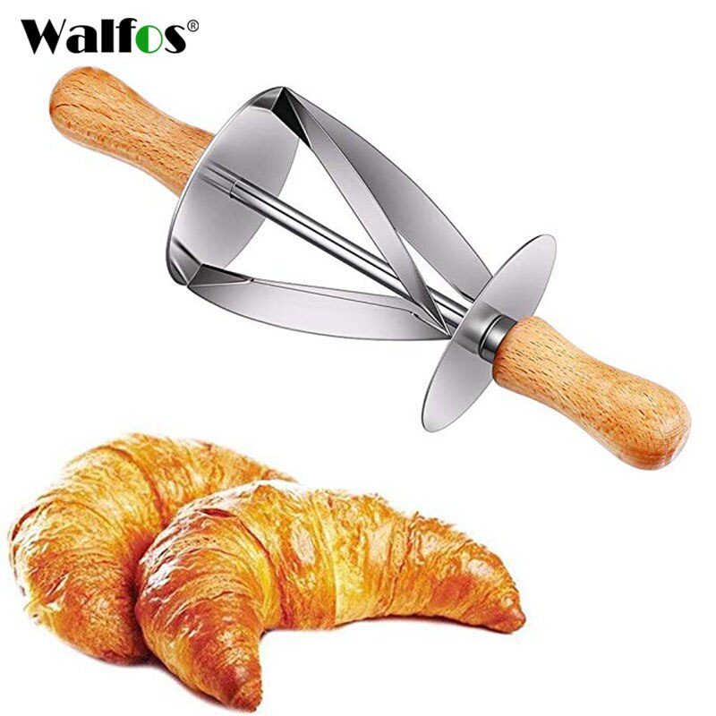 WALFOS Rvs Rolling Cutter voor Maken Croissant Brood Wiel Deeg Gebak Mes Houten Handvat bakken Keuken Mes