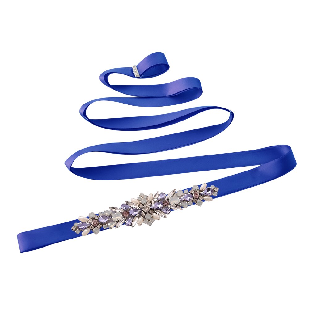 Trixy  s451 ursnygga bröllopsbälte skärp dam strass bälte brud skärp bälte kristall bälte diamant bälten för bröllop tillbehör: Kungsblå