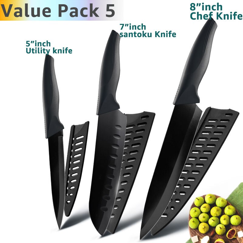 Küche Messer 3,5 5 7 8 zoll 1-6 einstellen Koch Edelstahl Nicht Stock Klinge X50CrMov15 Brot Schneidemaschine Dienstprogramm Santoku Messer: Wert Pack 5