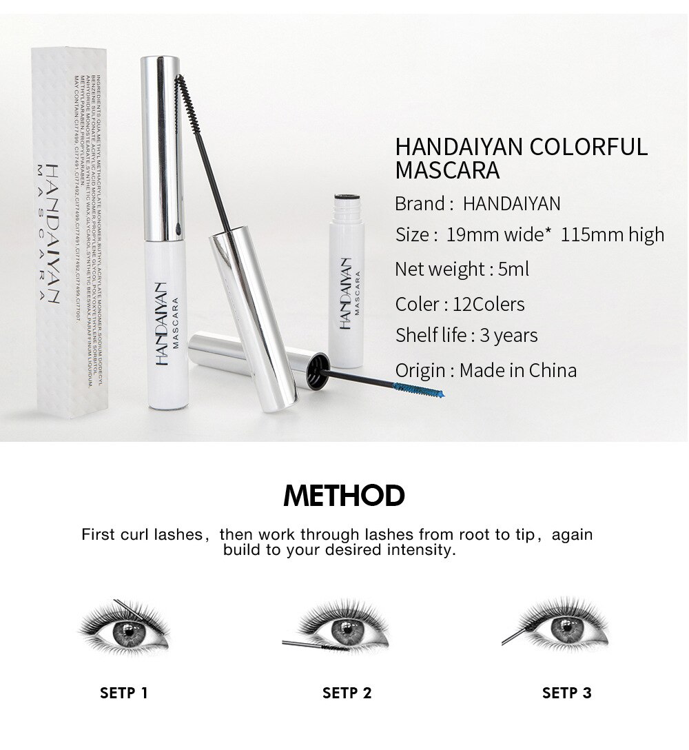 1pcs Color Mascara Waterproof 4d Silk Fibre Express Mascara Long-lasting Curling Lengthening Color Mascara 5ml