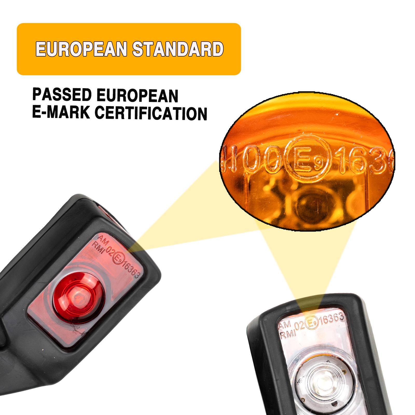 Waterproof Stalk Side Marker Light Outline LED 3 Face Red Amber White Blinker Signal Lamp Trailer Lorry Truck Caravvan Camper