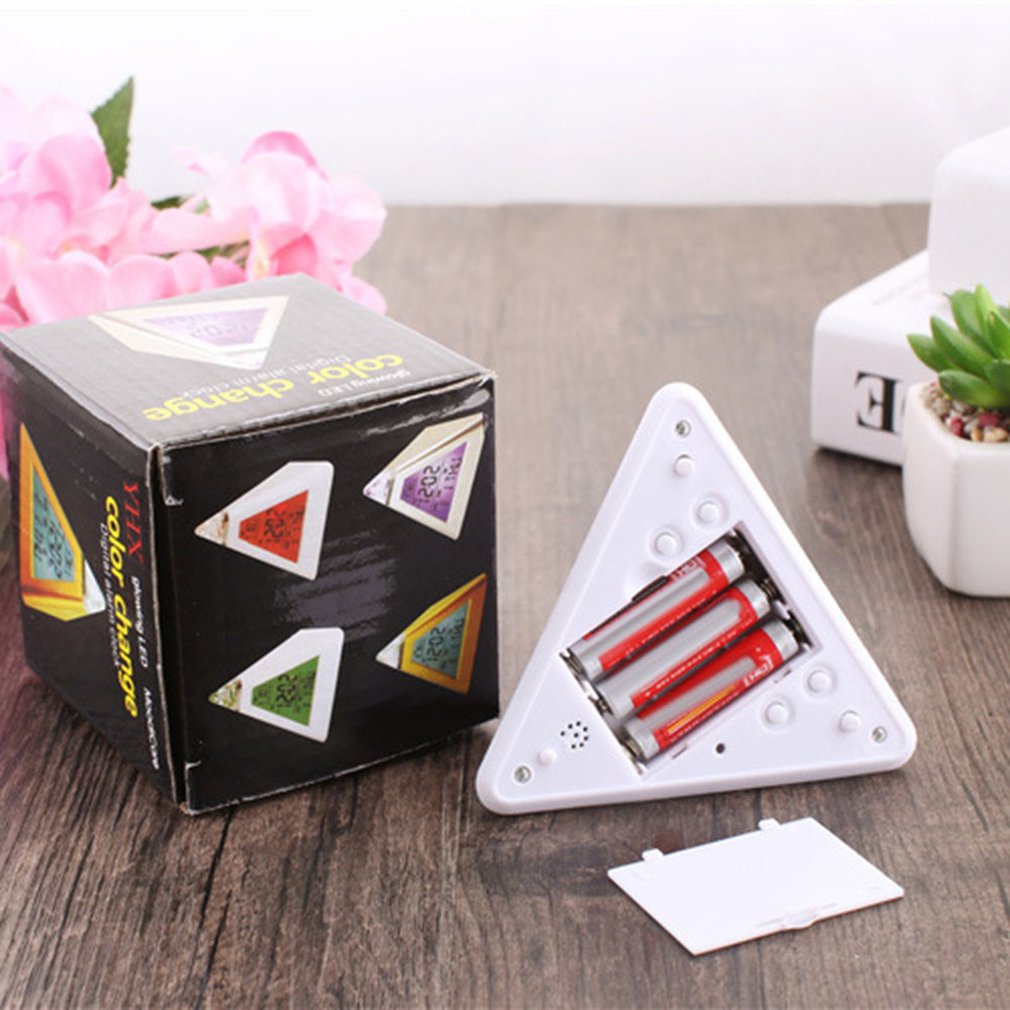 Triangular Colorful Alarm Clock Pyramid Led Triangle Clock Snooze Function Temperature Display Alarm Clock
