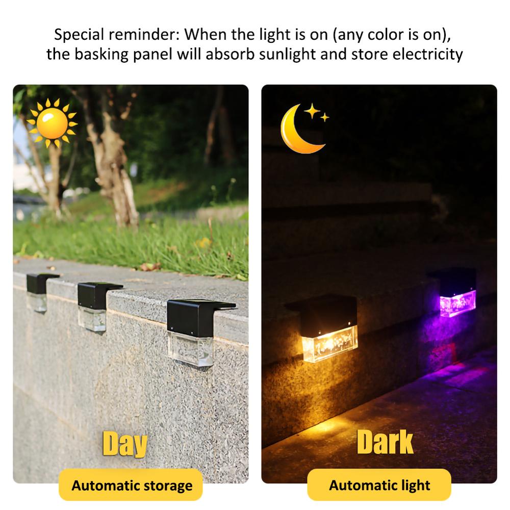 4/6pcs LED RGB Warm White Solar Lamp Path Stair Outdoor Waterproof Wall Light Garden decoration Landscape Stair Deck Lights