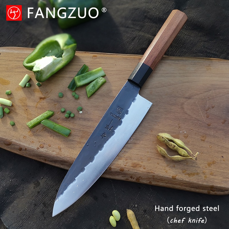 Fangzuo japanske kokknive håndlavede kiritsuke kniv køkken køkkenredskaber træskaft højkulstofsmedning