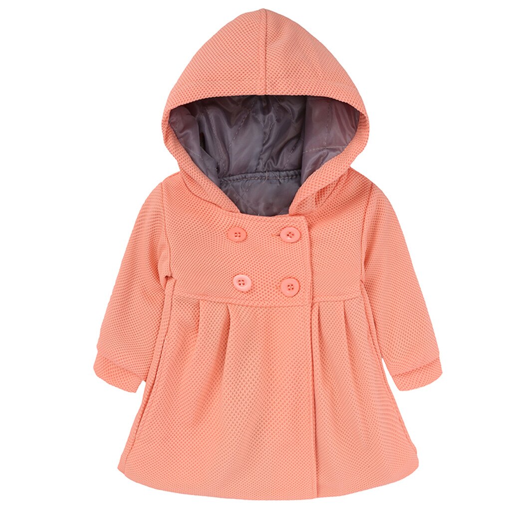 Winter warm solid Jackets For kids girls Trench Children's Clothing Hooded Warm Kids girls Outerwear Windbreaker Coats#G30: Orange / 12M